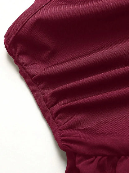 Girls' Casual Burgundy Romper