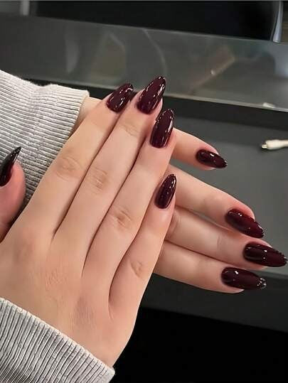 Burgundy Glossy Press-On Nails