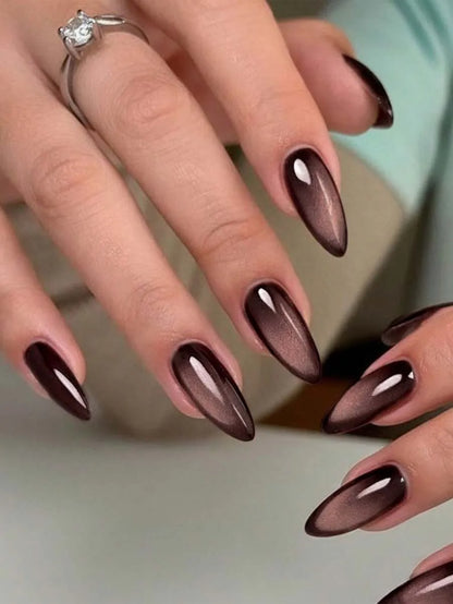 24PCS Cat Eye Almond Press-On Nails