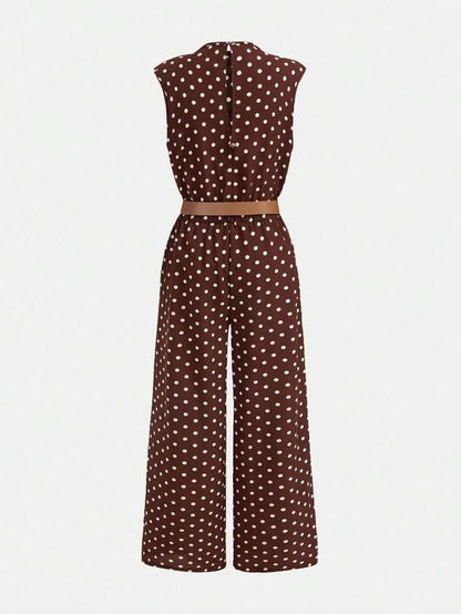 Girls' Polka Dot Belted Jumpsuit