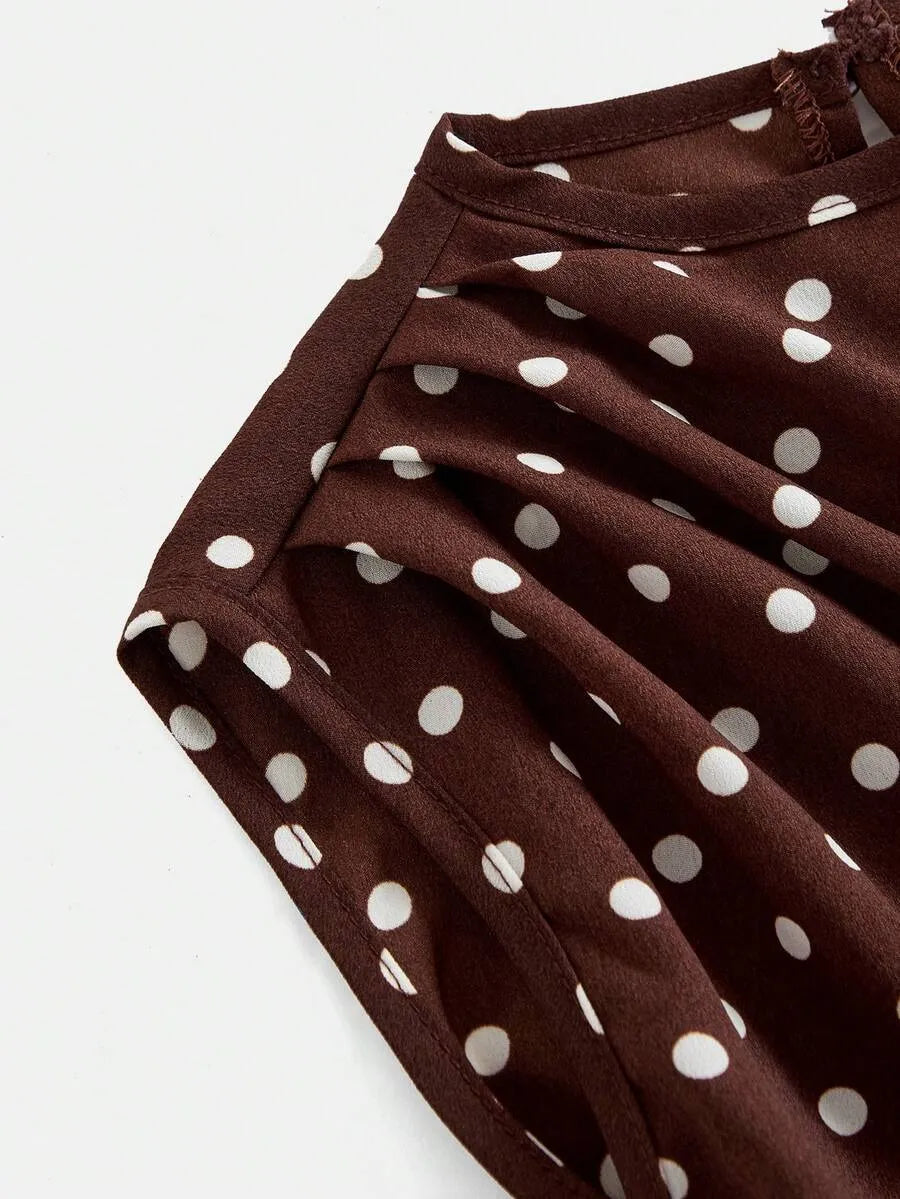 Girls' Polka Dot Belted Jumpsuit