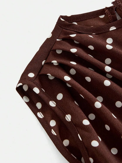Girls' Polka Dot Belted Jumpsuit