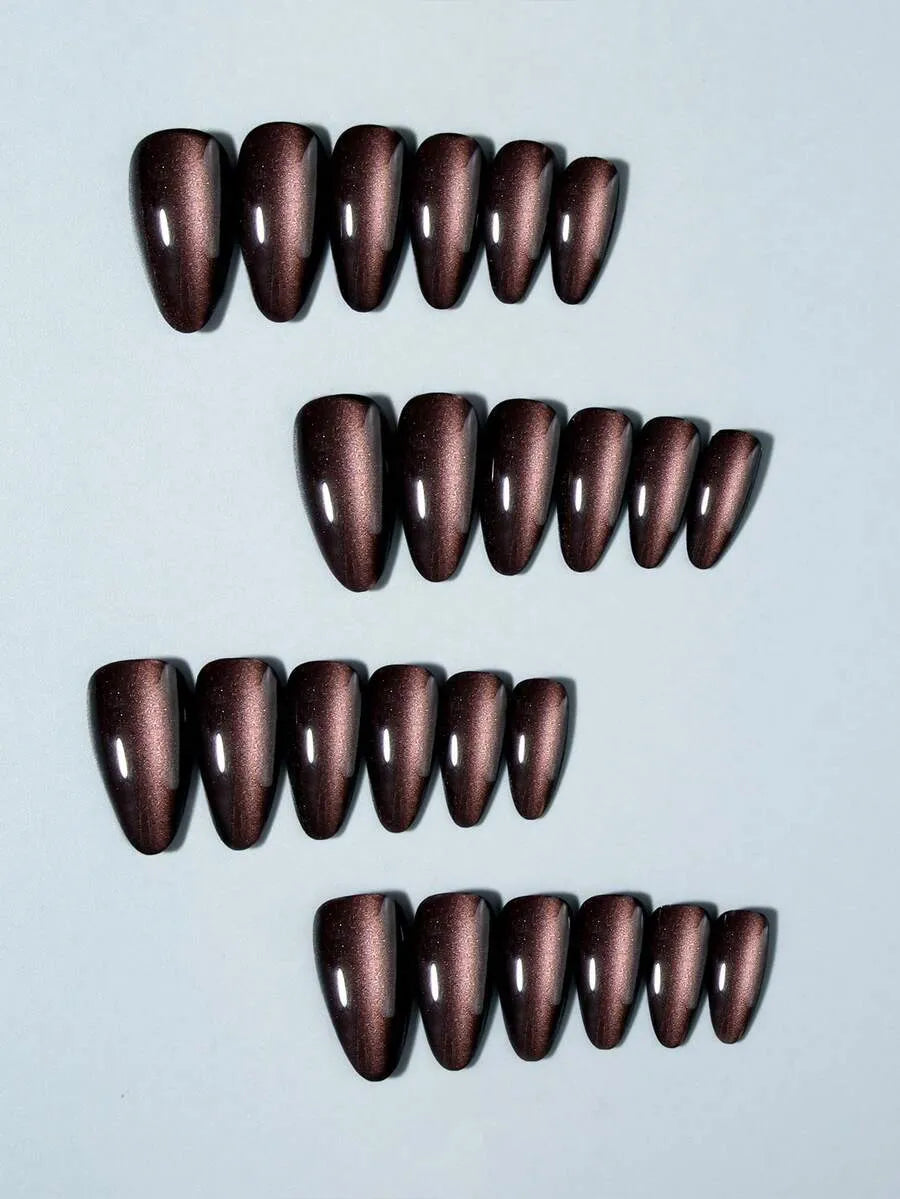 24PCS Cat Eye Almond Press-On Nails