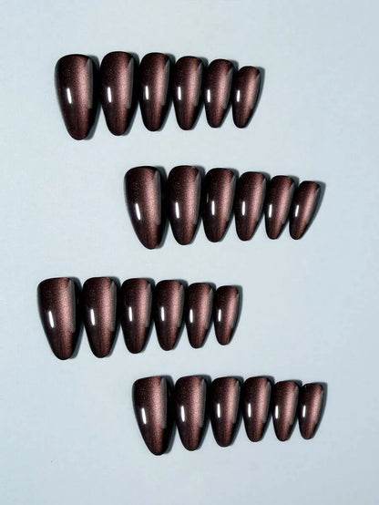 24PCS Cat Eye Almond Press-On Nails