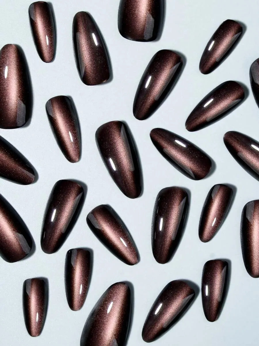 24PCS Cat Eye Almond Press-On Nails
