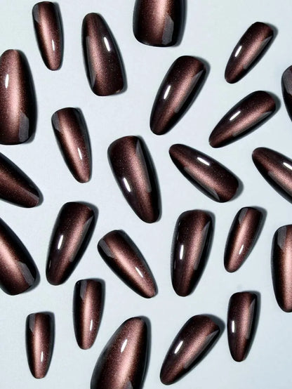 24PCS Cat Eye Almond Press-On Nails