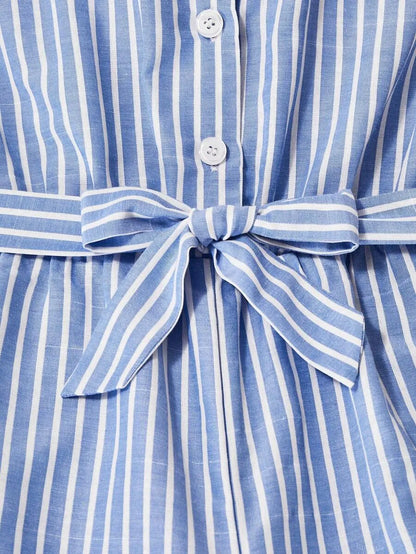 Girls' Striped Shirt Jumpsuit