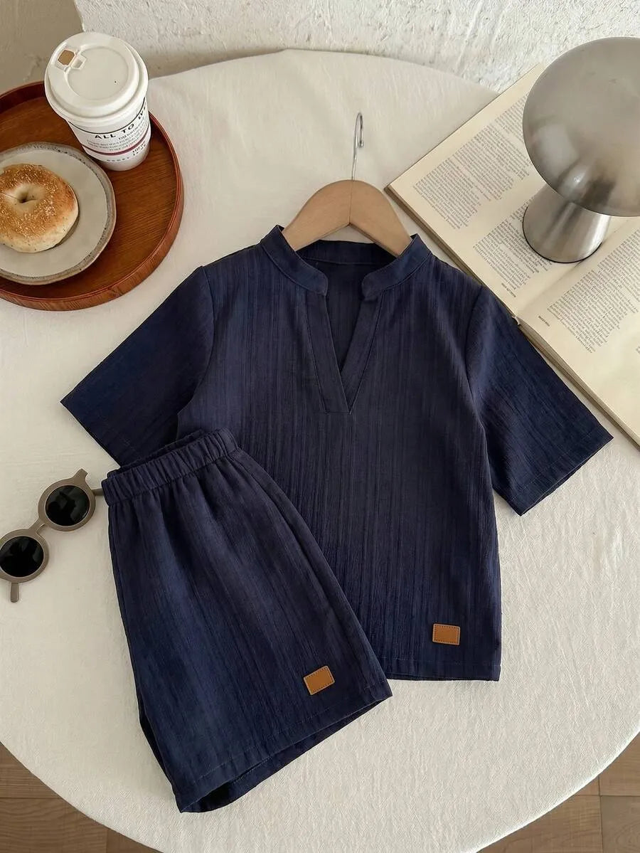 Boys' V-Neck Shirt & Shorts Set