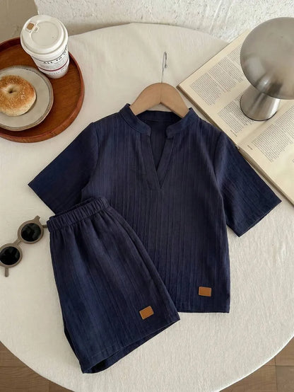 Boys' V-Neck Shirt & Shorts Set