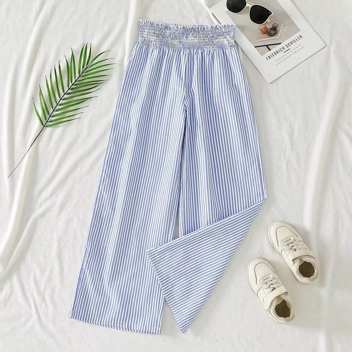 Girls' Striped Shirt Jumpsuit