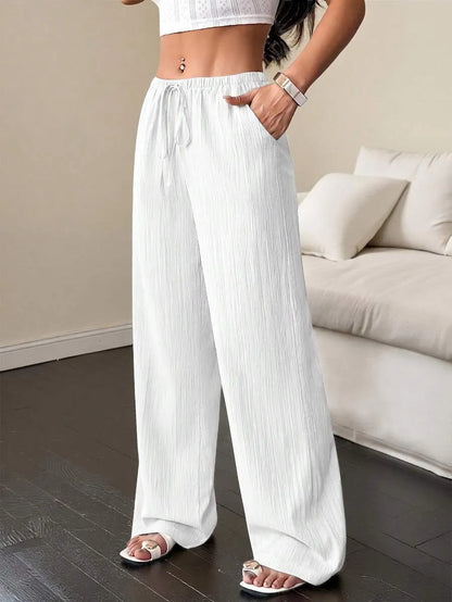 Women's Drawstring Wide Leg Pants
