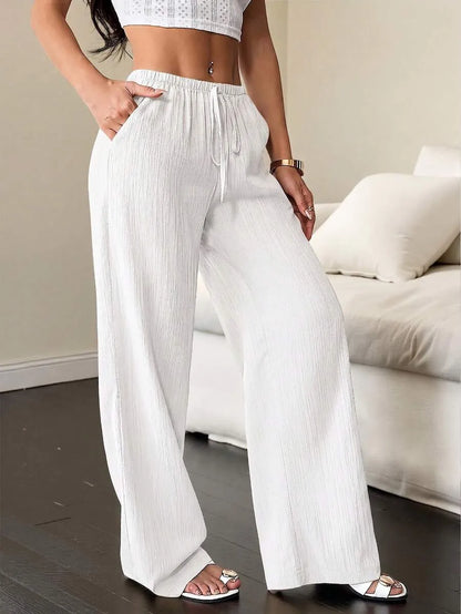 Women's Drawstring Wide Leg Pants