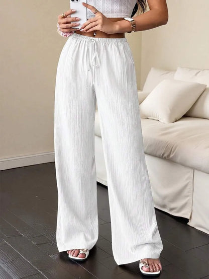 Women's Drawstring Wide Leg Pants