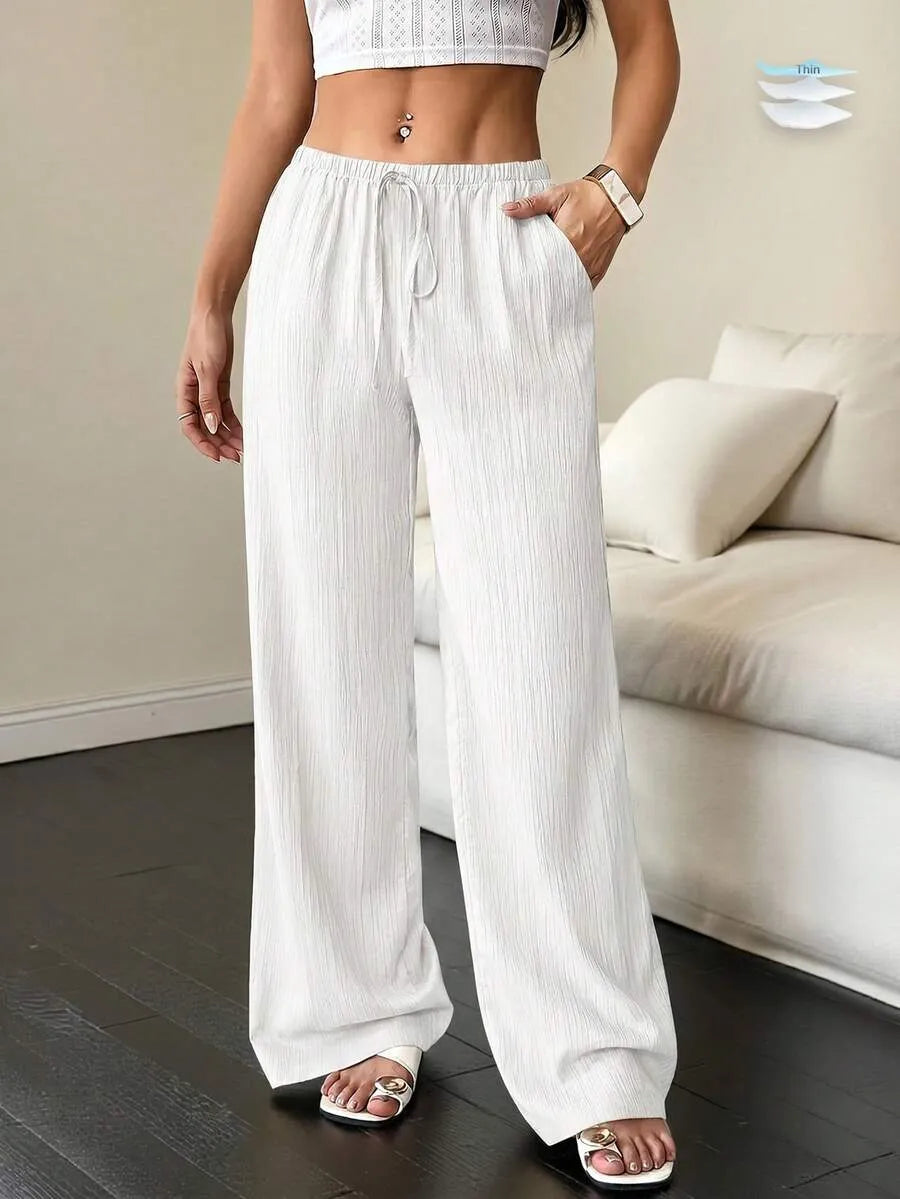 Women's Drawstring Wide Leg Pants