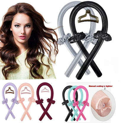 4Pcs Heatless Curling Rod Headband, Styling Kit with Hair Clip，Ribbon Rollers，Special for real hair wigs
