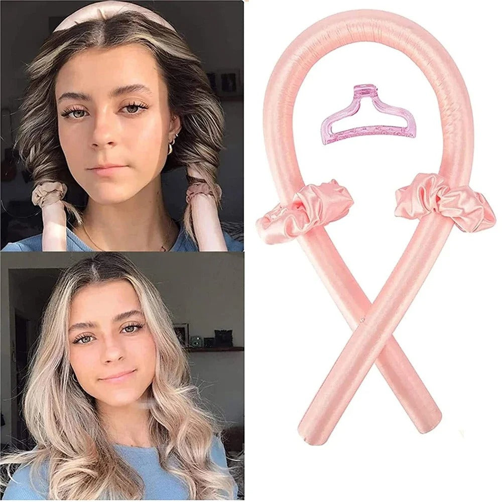 4Pcs Heatless Curling Rod Headband, Styling Kit with Hair Clip，Ribbon Rollers，Special for real hair wigs