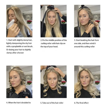 4Pcs Heatless Curling Rod Headband, Styling Kit with Hair Clip，Ribbon Rollers，Special for real hair wigs